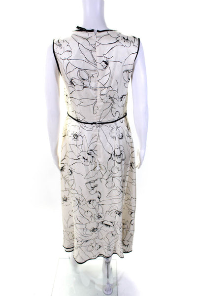 Seventy Womens Silk Floral Print V-Neck Sleeveless Maxi Dress Beige Size 42