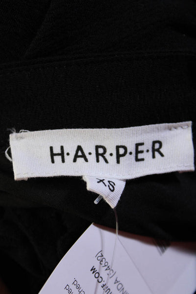 Harper Womens Textured Round Neck Long Sleeve Button Up Maxi Dress Black Size XS