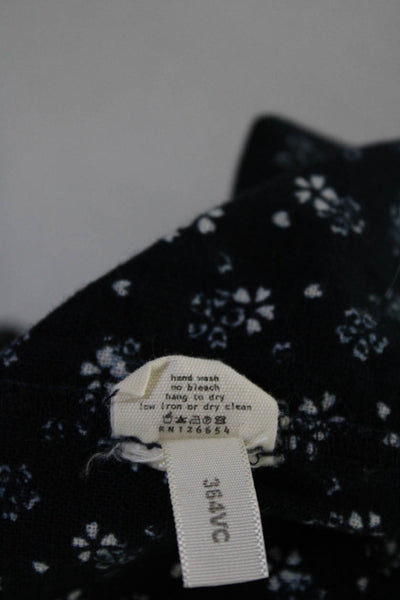 L'Agence Womens Cotton Floral Print Raw Trim Ruffle Skirt Blue Size 4