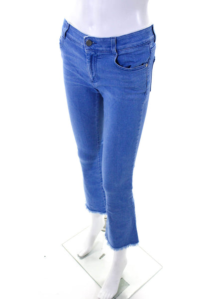 Stella McCartney Womens Low Rise Frayed Ankle Slim Bootcut Jeans Blue Size 26