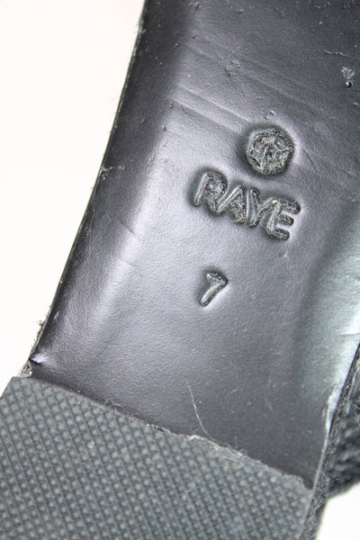 Raye Womens Leather Braided Raffia Double Strap Platform Sandals Black Size 7