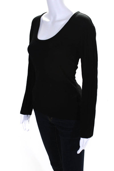 T Alexander Wang Womens Scoop Neck Long Sleeved Basic Fit T Shirt Black Size S