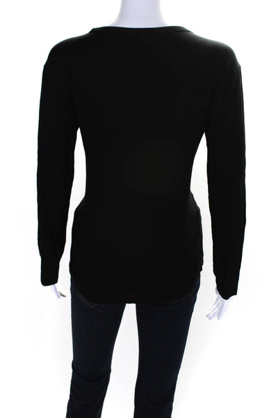 T Alexander Wang Womens Scoop Neck Long Sleeved Basic Fit T Shirt Black Size S