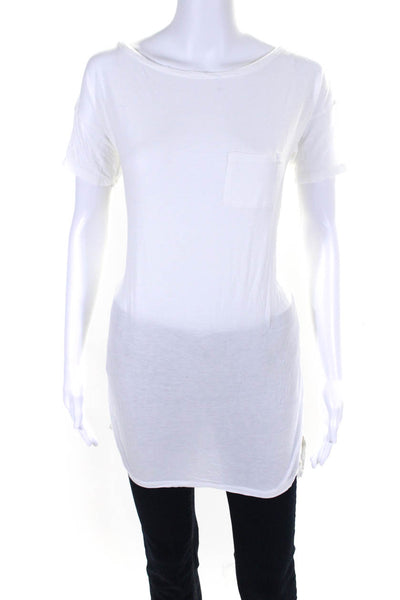 T Alexander Wang Womens Round Neck Short Sleeved Pocket T Shirt White Size S