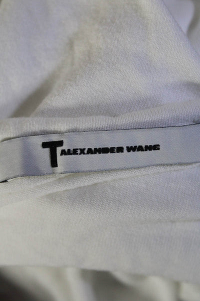 T Alexander Wang Womens Round Neck Short Sleeved Pocket T Shirt White Size S