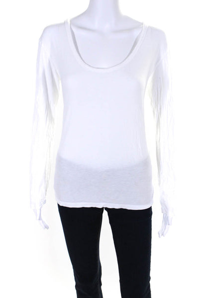 T Alexander Wang Womens Scoop Neck Long Sleeved Basic Fit T Shirt White Size S