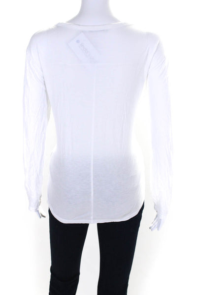 T Alexander Wang Womens Scoop Neck Long Sleeved Basic Fit T Shirt White Size S