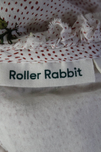 Roller Rabbit Womens Cotton Floral Print Belted Sleeveless Dress White Size S