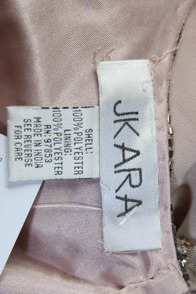 Jkara Womens Chiffon Beaded Overlay Sleeveless A-Line Gown Dress Pink Size P