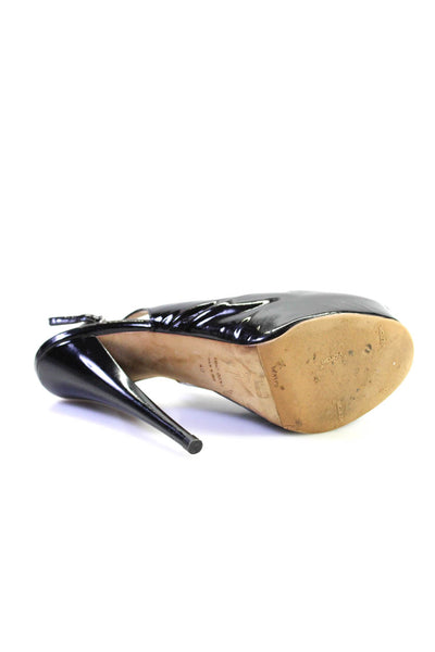 Giuseppe Zanotti Design Womens Stiletto Platform Patent Leather Sandals Black 40