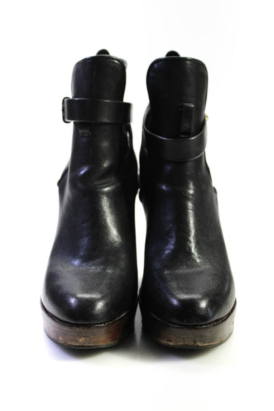 Rag & Bone Womens Slip On Wedge Heel Platform Booties Black Leather Size 9.5