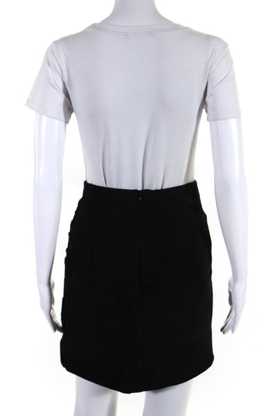 Andrew Gn Womens Black Cotton Zip Back Knee Length Pencil Skirt Size 46