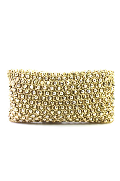 Lancel Womens Gold Beaded Flap Small Clutch Bag Handbag