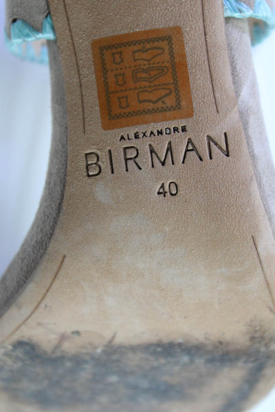 Alexandre Birman Womens Raffia Whipstitch Lace Up Sandals Beige Blue Size 40 10