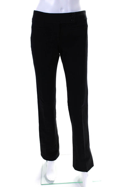 Theory Womens Cotton Mid Rise Zip Up Straight Leg Pants Trousers Black Size 2