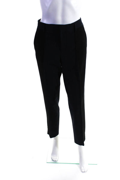 Vince Womens Wool Woven Two Tone Zip Up Dress Pants Trousers Black Blue Size 8
