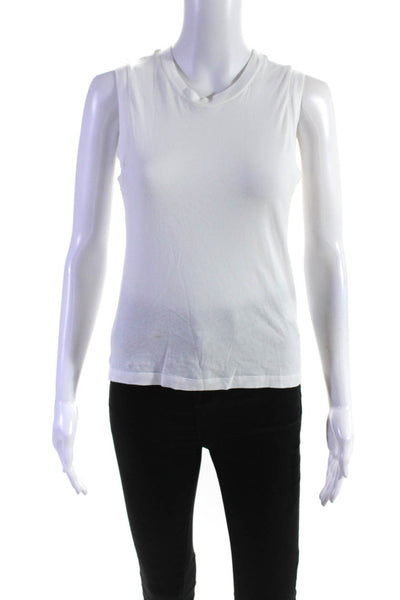 Allsaints Womens Jersey Knit Sleeveless Crew Neck Tee T-Shirt White Size S