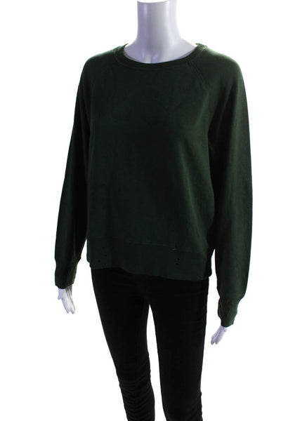 Zadig & Voltaire Womens Cotton Distress Hem Long Sleeve Sweatshirt Green Size XS