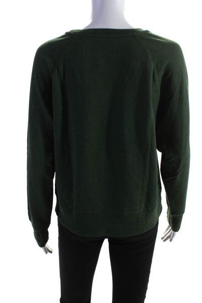 Zadig & Voltaire Womens Cotton Distress Hem Long Sleeve Sweatshirt Green Size XS