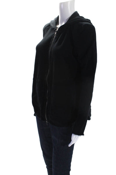 ATM Anthony Thomas Melillo Womens Cotton Long Sleeve Zip Up Hoodie Black Size L