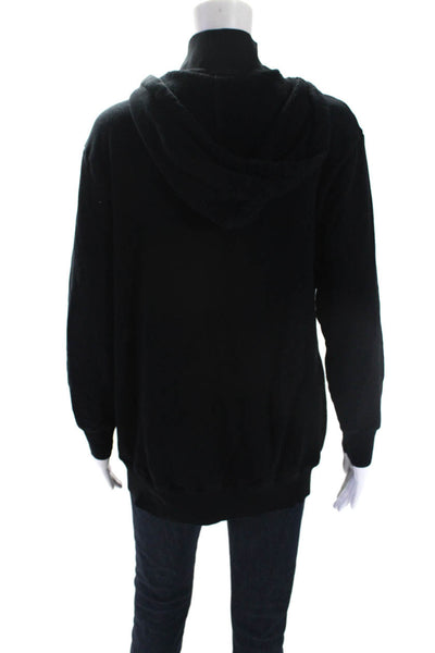 Splendid Womens Cotton Front Pocket Long Sleeve Zip Up Hoodie Black Size M