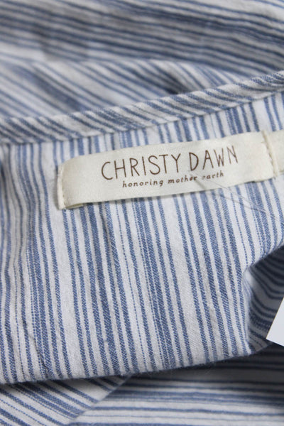 Christy Dawn Womens 3/4 Sleeve Striped Midi Wrap Dress Blue White Size XS
