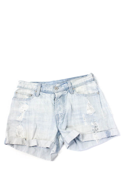 Rails Womens Button Fly Mid Rise Distressed Denim Shorts Blue White 26 Lot 2