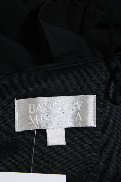 Badgley Mischka Womens Back Zip Strapless Ruffled Silk Cocktail Dress Black 4