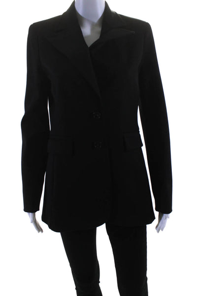 W by Worth Womens Two Button Pointed Lapel Blazer Jacket Black Size 4