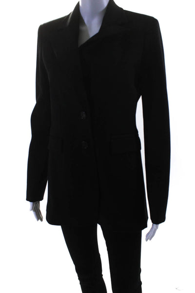 W by Worth Womens Two Button Pointed Lapel Blazer Jacket Black Size 4