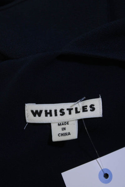 Whistles Women's V-Neck Ruffle Smocked Waist Maxi Dress Navy Blue Size 0