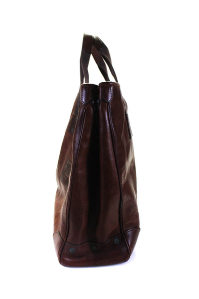 Ralph Lauren Mens Leather Buckle Top Handle Tote Bag Brown Size L