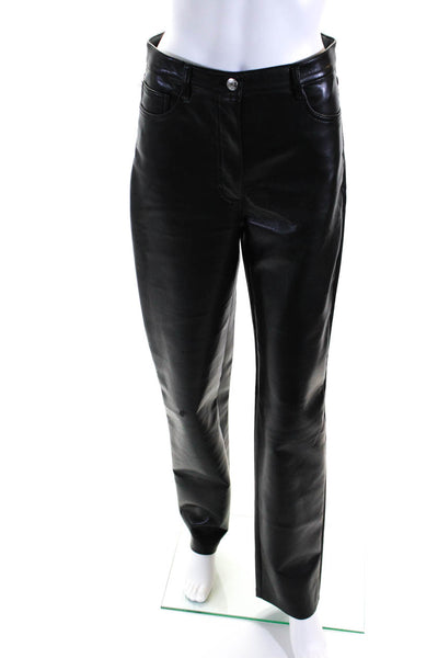 Wilfred Womens Mid Rise Faux Leather Slim Straight Pants Black Size Small