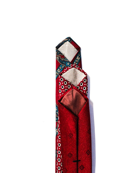 Christian Dior Yves Saint Laurent Mens Silk Neckties Red Lot 3