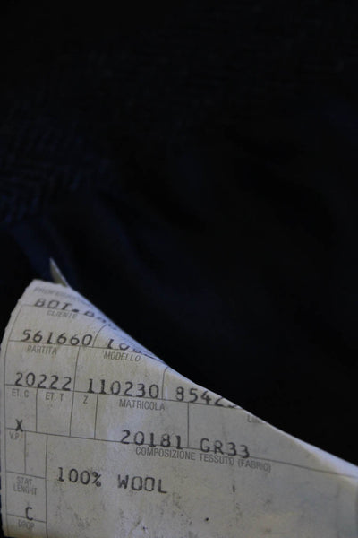 Ermenegildo Zegna Mens Herringbone Print Blazer Jacket Navy Blue Size EUR 52