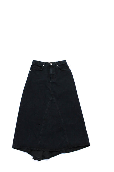 Zara Womens Denim Maxi Skirts Black Cotton Size Small Lot 3