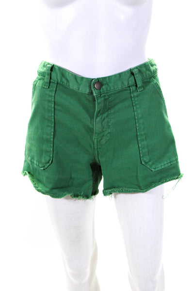Ba&Sh Women's Button Closure Pockets Casual Cut-Off Short Green Size 3