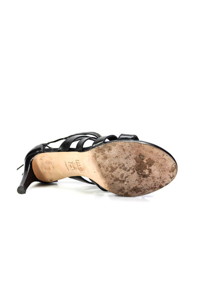 Stuart Weitzman Womens Stiletto Caged Strappy Sandals Black Leather Size 7.5M