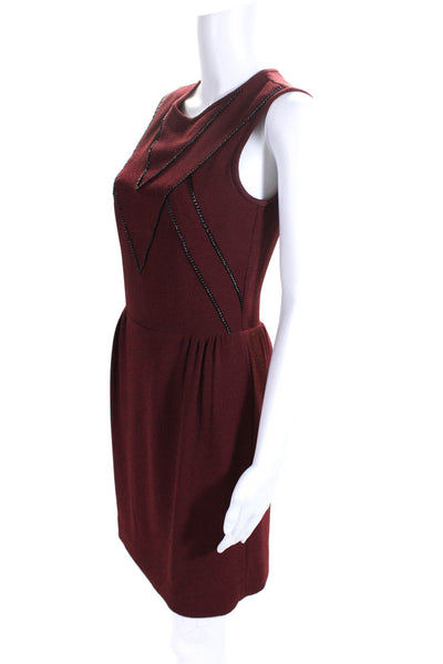 Sandro Womens Textured Sleeveless Chain Trim Sheath Dress Red Size 1