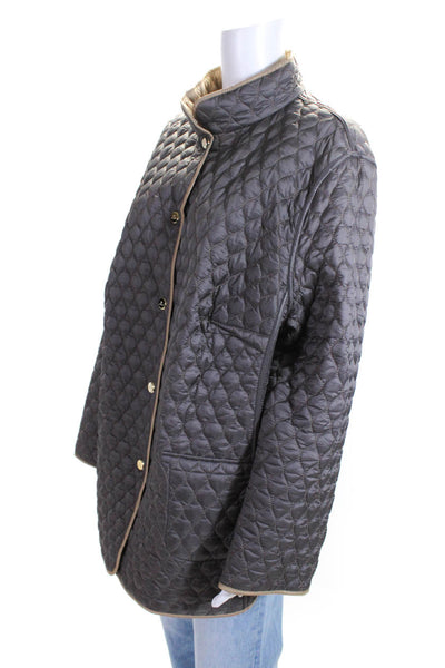 BASLER Womens Quilted Lightweight Snap Front Reversible Jacket Gray Size XL