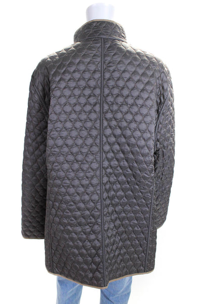 BASLER Womens Quilted Lightweight Snap Front Reversible Jacket Gray Size XL