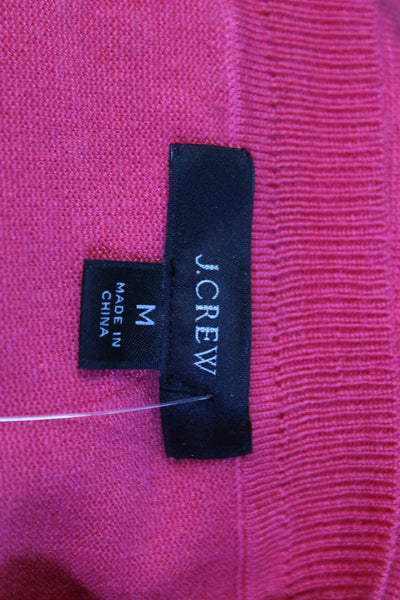 J Crew Womens Knit Crew Neck Short Sleeve Sweater Top Fuschia Pink Size M