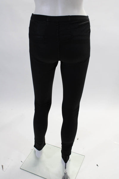 Helmut Lang Womens Solid Black Cotton Mid-Rise Pull On Skinny Leg Pants Size 26