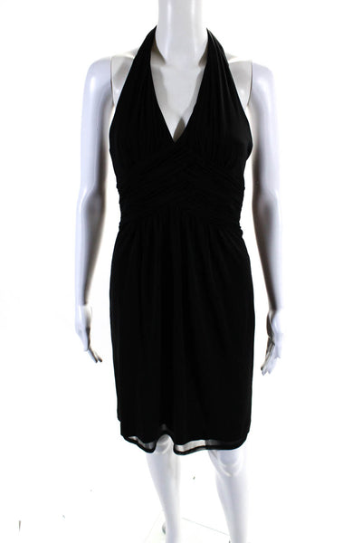 Kay Unger Womens Black Halter Sleeveless Drape Detail Mini Dress Size 6