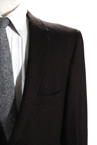 Macys Mens Cashmere V-Neck Notch Collar Two Button Suit Jacket Brown Size 40