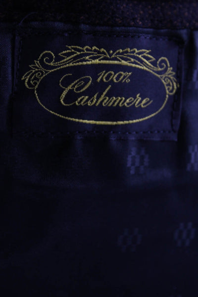 Macys Mens Cashmere V-Neck Notch Collar Two Button Suit Jacket Brown Size 40
