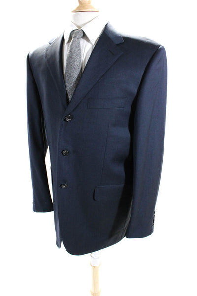 Mattarazi Uomo Mens Wool Notch Collar Three Button Suit Jacket Navy Size 52
