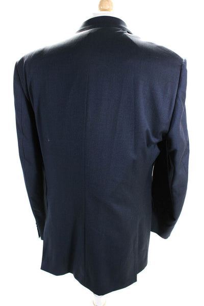 Mattarazi Uomo Mens Wool Notch Collar Three Button Suit Jacket Navy Size 52