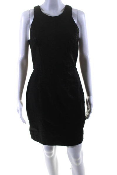Milly Womens Leather Snakeskin Print Sleeveless Dress Black Size 8