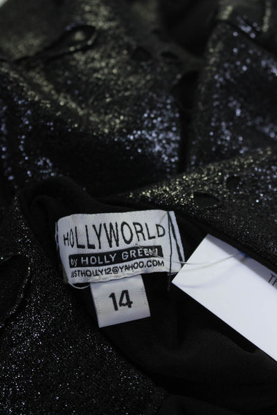 Hollyworld Holly Green Juniors Girls Metallic Ripped Sheath Dress Black Size 14